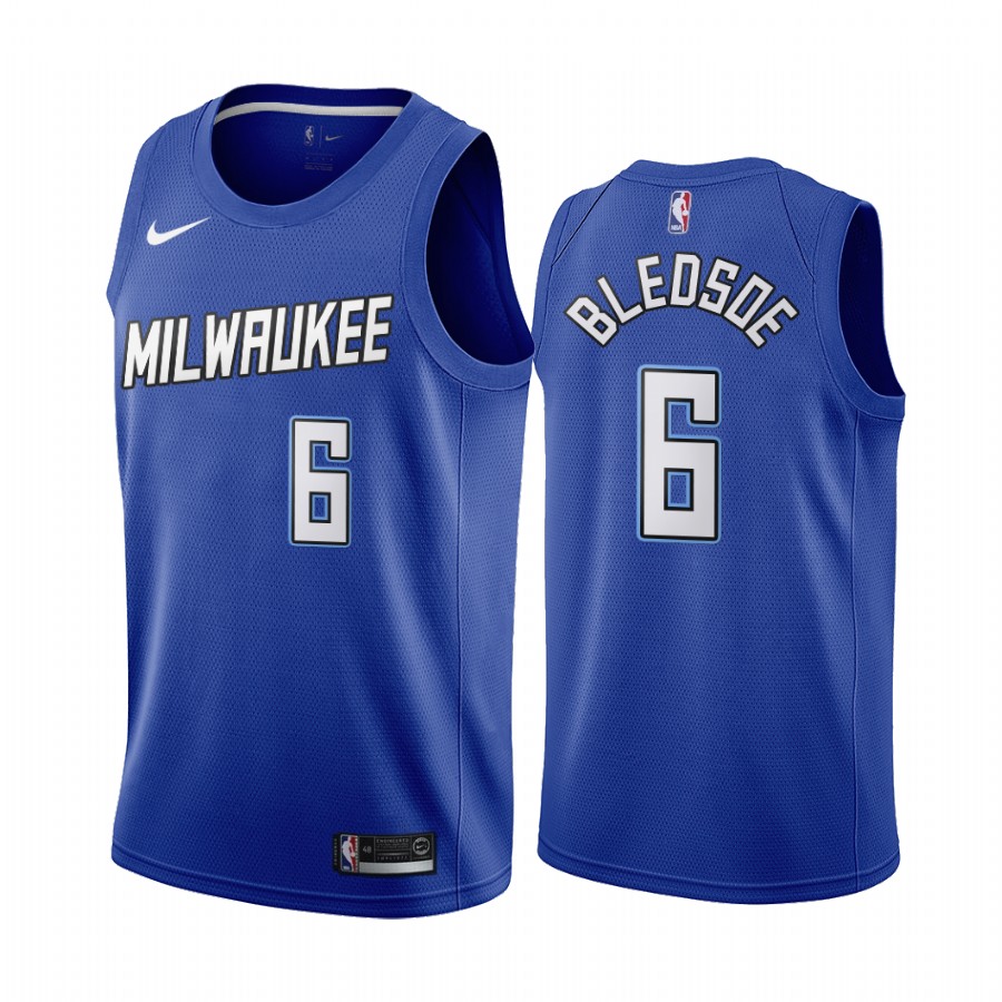 Men's Milwaukee Bucks #6 Eric Bledsoe Navy NBA City Edition New Uniform 2020-21 Stitched Jersey